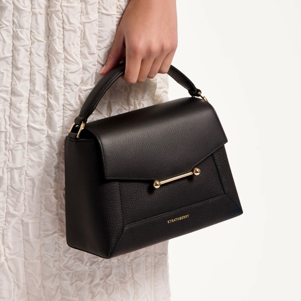 Strathberry Mosaic Black Leather Handbag